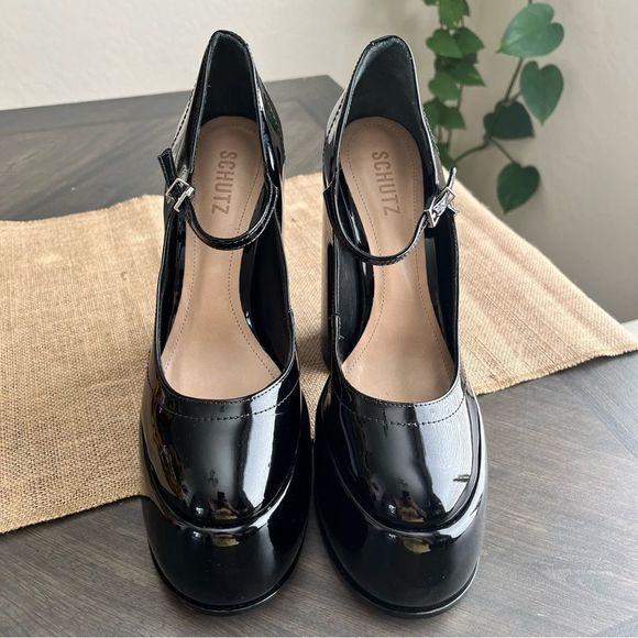 SCHUTZ Zayne Mary Jane Platform Pump in Black Patent Size 9.5 NWOT - Picture 9 of 16